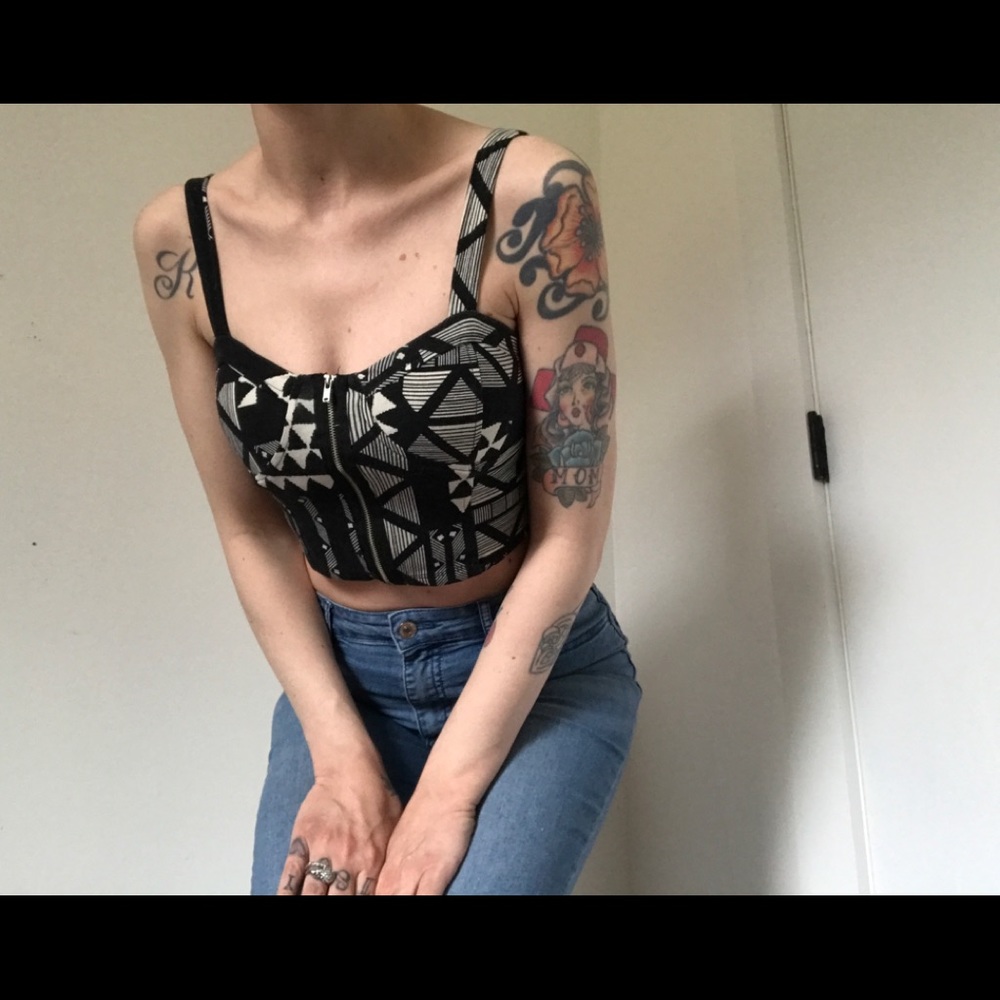 Staring at Stars Aztec Print Padded Crop Top